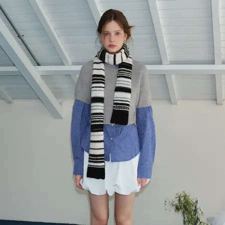 Women's Wool Blend Striped Scarf Shawl – 200 × 18 cm detail