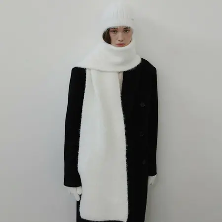 Women's Wool Blend Solid Color Knit Scarf Shawl – 200 × 25 cm