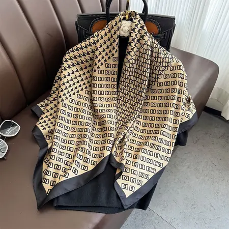 Silk Printed Scarf Shawl – 90 × 90 cm detail