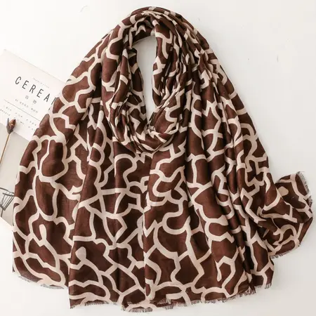 Silk Geometric Scarf Shawl – 180 × 88 cm
