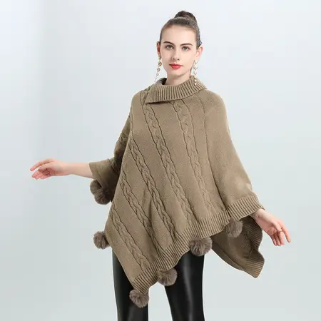 Jacquard Knit Poncho detail