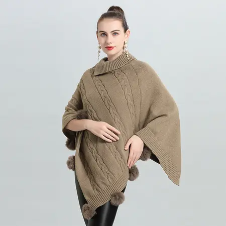 Jacquard Knit Poncho