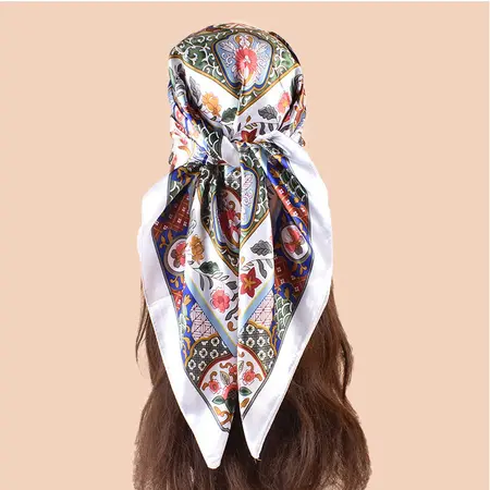 Silk Floral Scarf Shawl – 90 × 90 cm detail