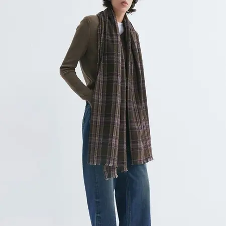 Women's Plaid Vintage Scarf Shawl – 190 × 70 cm