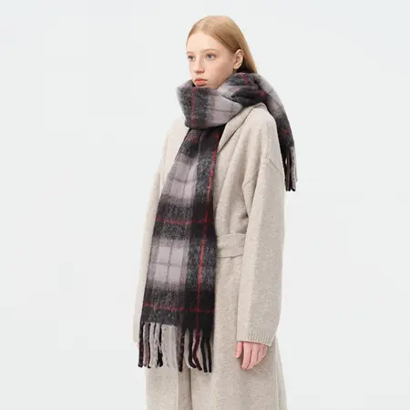 Women's Wool Blend Plaid Scarf Shawl – 220 × 30 cm detail