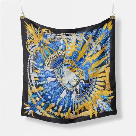 Silk Printed Scarf Shawl – 53 × 53 cm detail