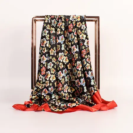 Women's Floral Printed Vintage Scarf Shawl – 90 × 90 cm