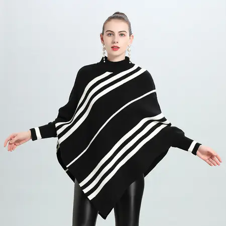 Striped Knit Poncho detail