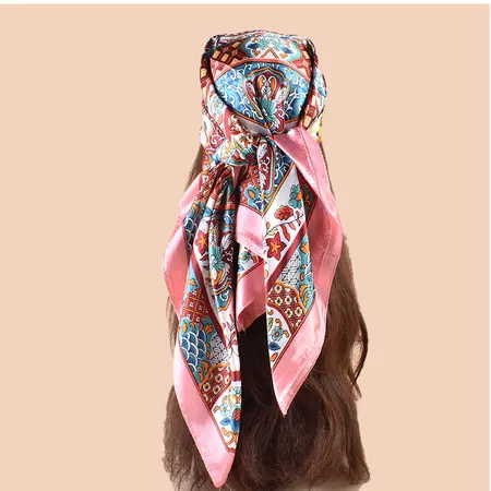 Silk Floral Scarf Shawl – 90 × 90 cm detail