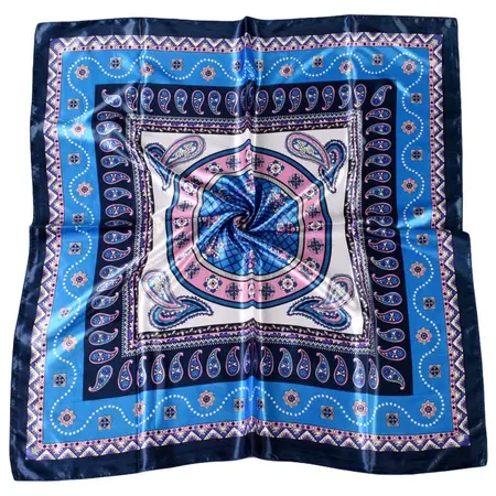 Silk Floral Paisley Vintage Scarf Shawl – 90 × 90 cm detail