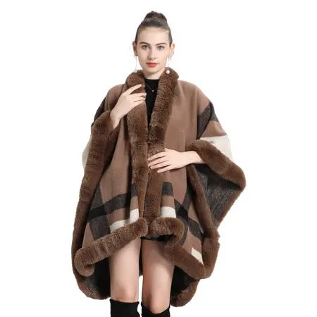 Plaid Knit Poncho detail