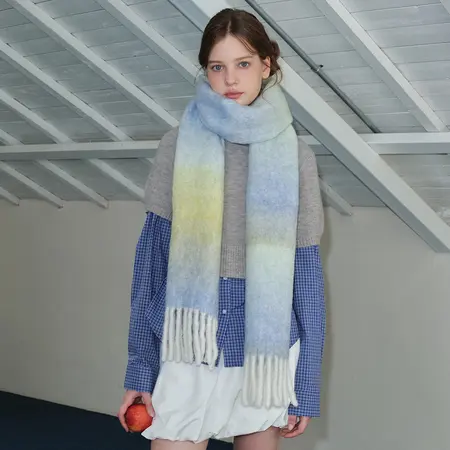 Women's Wool Blend Gradient Scarf Shawl – 220 × 30 cm