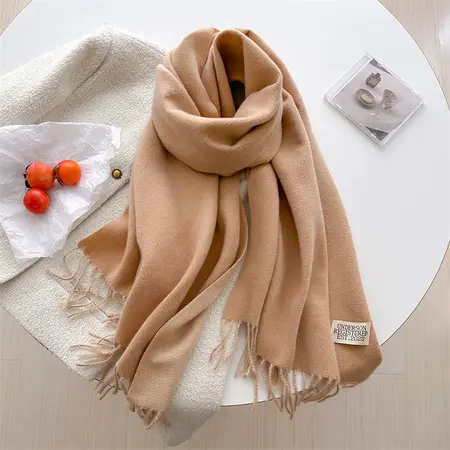Faux Cashmere Solid Color Reversible Scarf Shawl – 200 × 70 cm detail