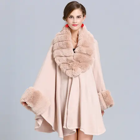 Faux Fur Knit Poncho detail