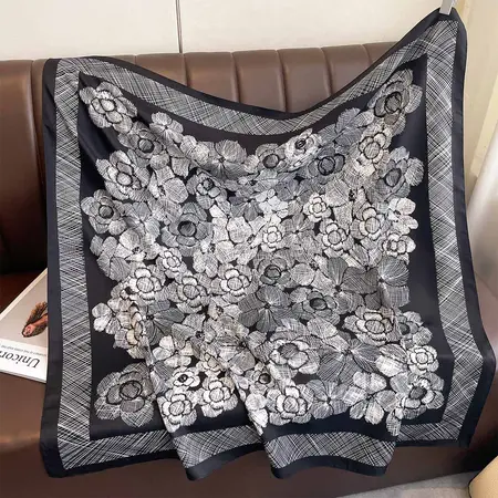 Floral Lightweight Scarf Shawl – 90 × 90 cm detail