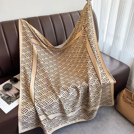 Twill Silk Striped Scarf Shawl – 90 × 90 cm detail
