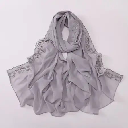 Chiffon Embroidered Scarf Shawl detail