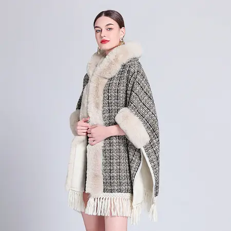 Fringed Hooded Poncho detail
