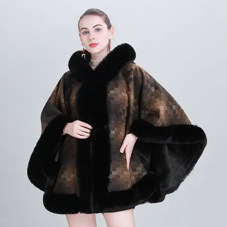 Plaid Hooded Poncho