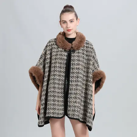 Faux Fur Knit Poncho