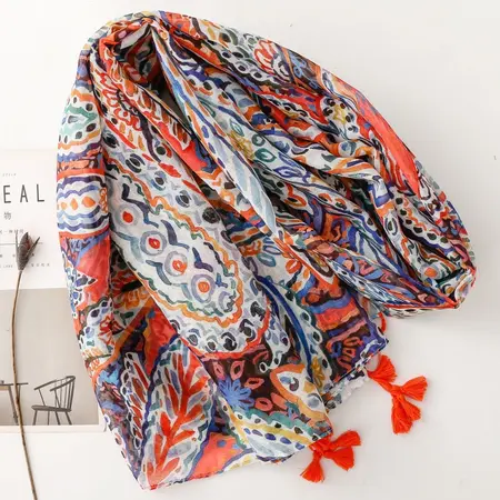 Floral Paisley Fringed Scarf Shawl – 180 × 88 cm detail