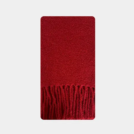 50% Wool Solid Color Fringed Scarf Shawl – 220 × 28 cm detail