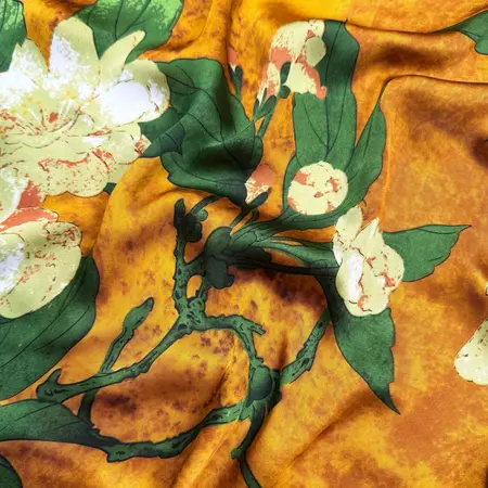 Silk Printed Vintage Scarf Shawl – 90 × 180cm detail