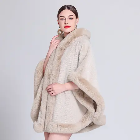 Faux Fur Knit Poncho detail