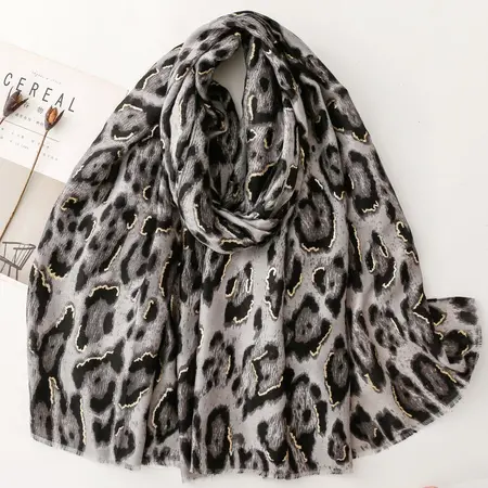 Silk Leopard Print Printed Scarf Shawl – 180 × 88 cm detail