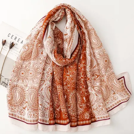 Silk Floral Paisley Scarf Shawl – 180 × 90 cm detail