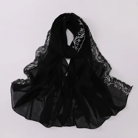 Chiffon Embroidered Scarf Shawl detail