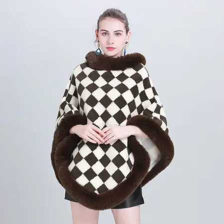 Plaid Knit Poncho detail