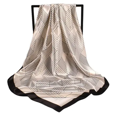 Women's Silk Geometric Scarf Shawl – 90 × 90 cm