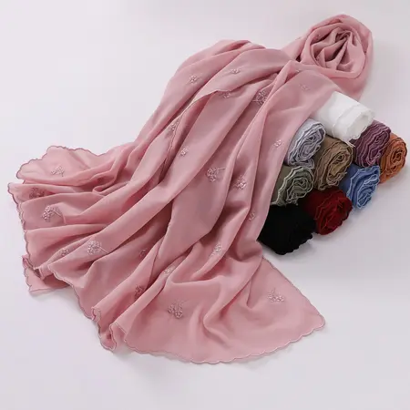 Chiffon Embroidered Hijab detail