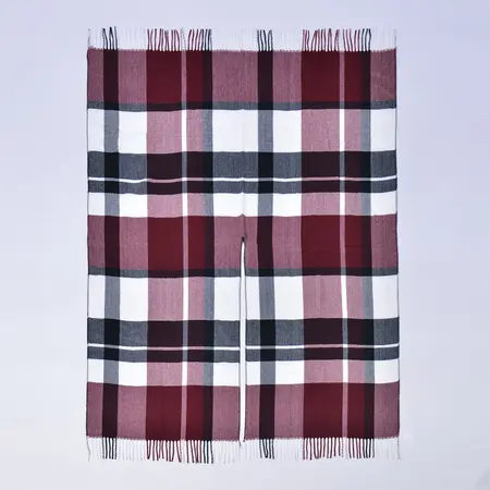 Unisex Plaid Knit Fringed Poncho – 130 × 150 cm detail