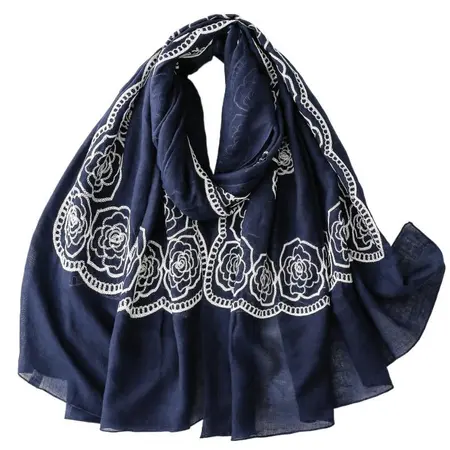 Silk Solid Color Embroidered Scarf Shawl – 180 × 90 cm detail
