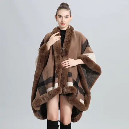 Plaid Knit Poncho detail