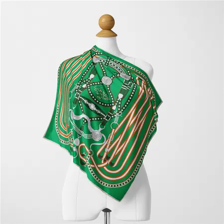 Silk Printed Scarf Shawl – 53 × 53 cm