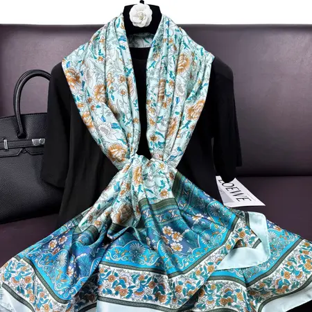 Silk Floral Scarf Shawl – 90 × 180cm detail