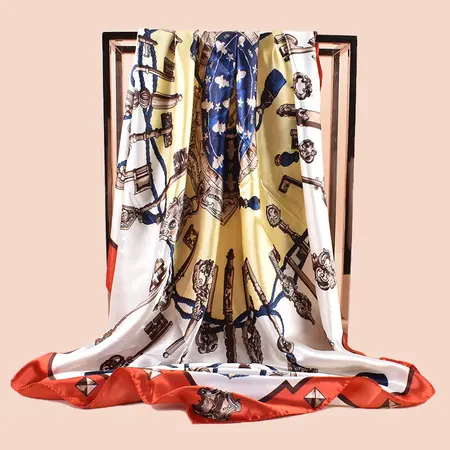 Silk Scarf Shawl – 90 × 90 cm detail