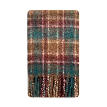 Women's 40% Wool Plaid Vintage Scarf Shawl – 200 × 28 cm detail