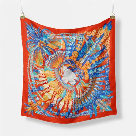 Silk Printed Scarf Shawl – 53 × 53 cm detail