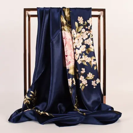 Silk Floral Scarf Shawl – 90 × 90 cm detail