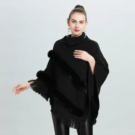 Jacquard Knit Poncho detail