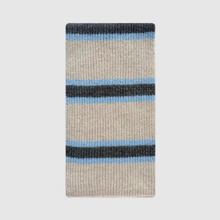 Women's 100% Wool Striped Knit Scarf Shawl – 160 × 20 cm detail