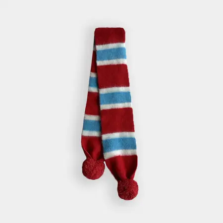 Women's Wool Blend Striped Knit Brushed Scarf Shawl – 145 × 15 cm detail
