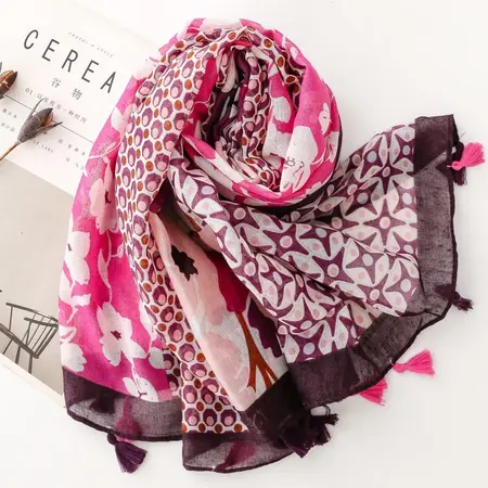 Cotton Colorblock Scarf Shawl – 180 × 88 cm detail