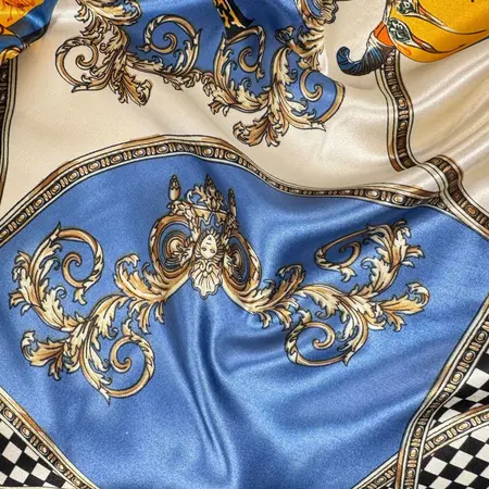 Silk Floral Printed Scarf Shawl – 90 × 90 cm detail