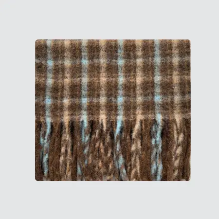 Women's Wool Blend Plaid Fringed Scarf Shawl – 220 × 40 cm detail