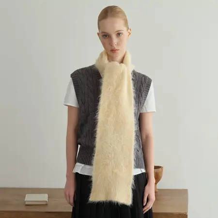 Women's 78% Alpaca Solid Color Knit Scarf Shawl – 160 × 18 cm